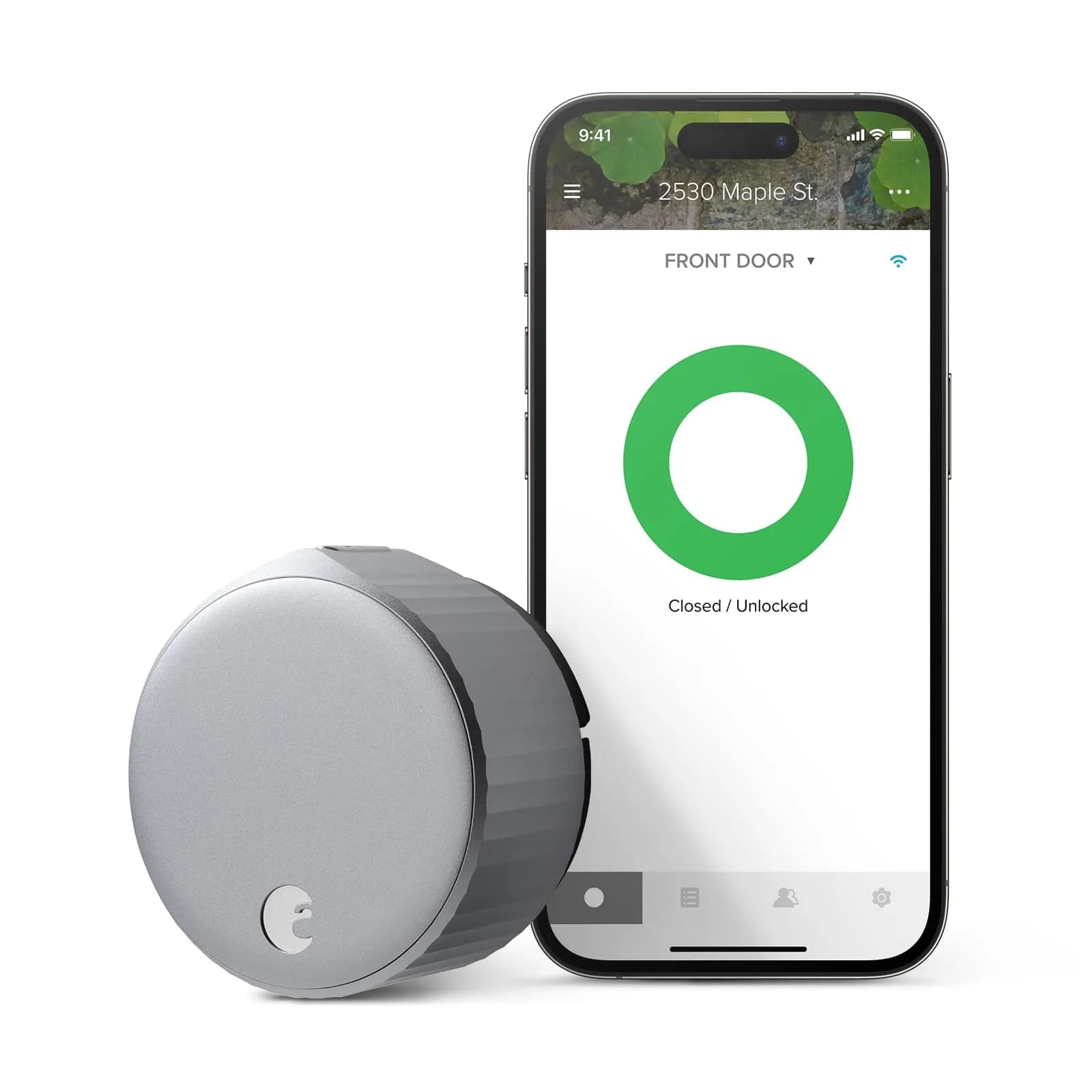 August Home Wi-Fi Smart Lock (4th Gen) Silver | Retrofits Existing Deadbolt, Keyless Entry, 181g - main product image