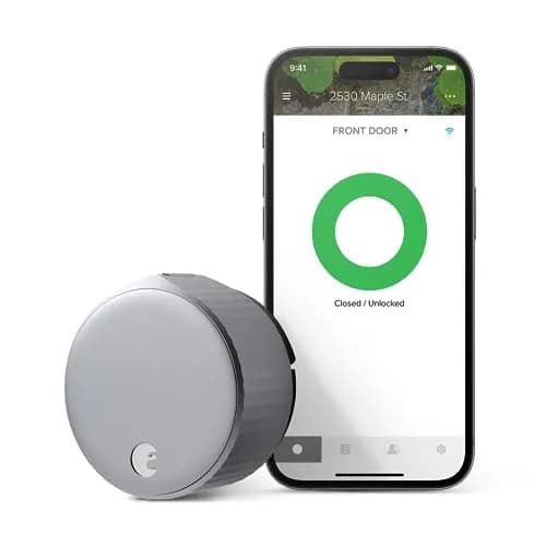 August Home Wi-Fi Smart Lock (4th Gen) Silver | Retrofits Existing Deadbolt, Keyless Entry, 181g thumbnail 1