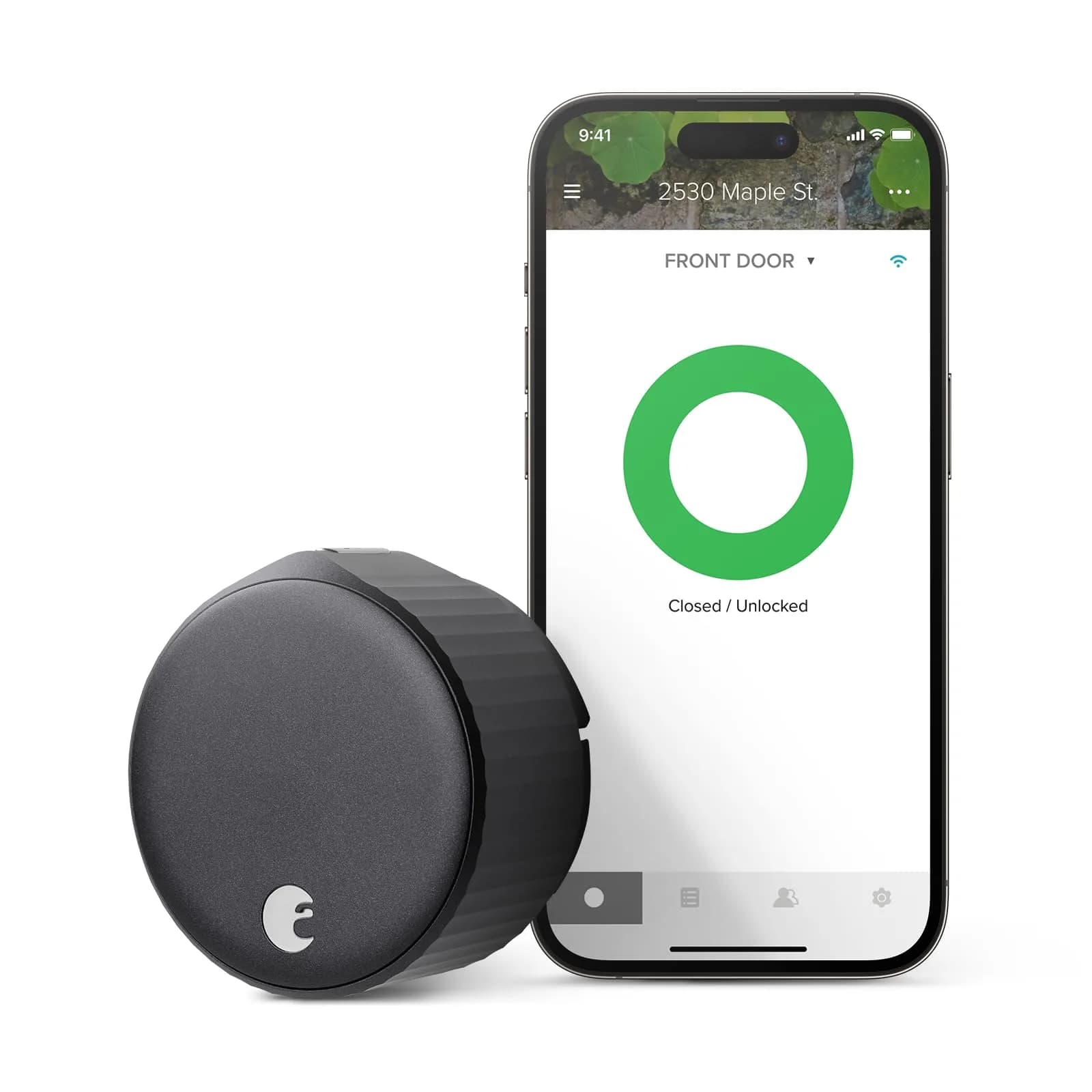 August Home Matte Black Wi-Fi Smart Lock (4th Gen) 2.8x2.75x2.8 inches | Upgrade Your Existing Deadbolt - main product image
