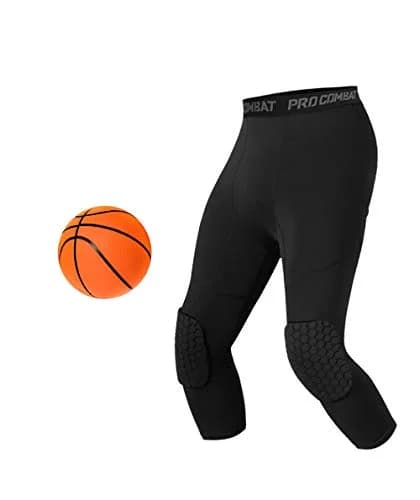 Unlimit Basketball Pants with Knee Pads | Compression & Protection for Men (L) thumbnail 1
