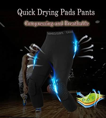 Unlimit Basketball Pants with Knee Pads | Compression & Protection for Men (L) thumbnail 6