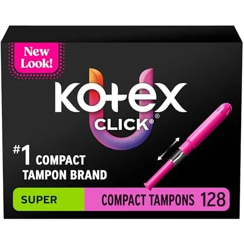 U by Kotex Click Compact Tampons Super Absorbency 128 Count | Gynecologist-Tested, OEKO TEX Certified thumbnail 1