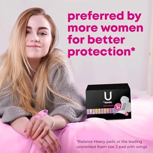 U by Kotex Balance Teen Ultra Thin Pads with Wings, Heavy Absorbency, 56 Count (4 Packs of 14) | Dermatologist Tested for Sensitive Skin thumbnail 8