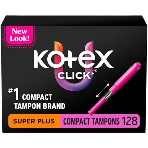 U by Kotex Click Compact Tampons Super Plus 128 Count | Gynecologist-Tested, OEKO TEX Certified thumbnail 1