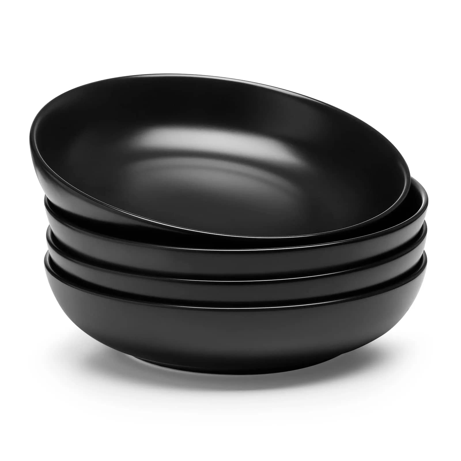 Teocera Matte Black Pasta Bowls Set of 4 | 35oz Porcelain Serving Bowls for Pasta & Salad - main product image