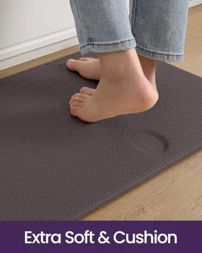 DEXI Anti Fatigue Kitchen Floor Mats Runner Set - 17x29+17x59 Brown | Cushioned Comfort for Standing thumbnail 5