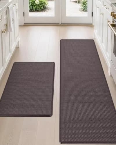 DEXI Anti Fatigue Kitchen Floor Mats Runner Set - 17x29+17x59 Brown | Cushioned Comfort for Standing thumbnail 1
