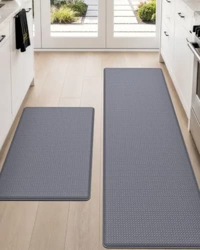 DEXI Anti Fatigue Kitchen Floor Mats Set of 2, 183 cm (72 in) & 74 cm (29 in) Grey | Cushioned Comfort for Standing thumbnail 1