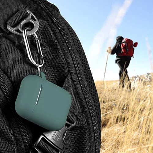R-fun Silicone AirPods Case for 1st/2nd Gen with Carabiner & Cleaner Kit, Pine Green | Wireless Charging Compatible thumbnail 7