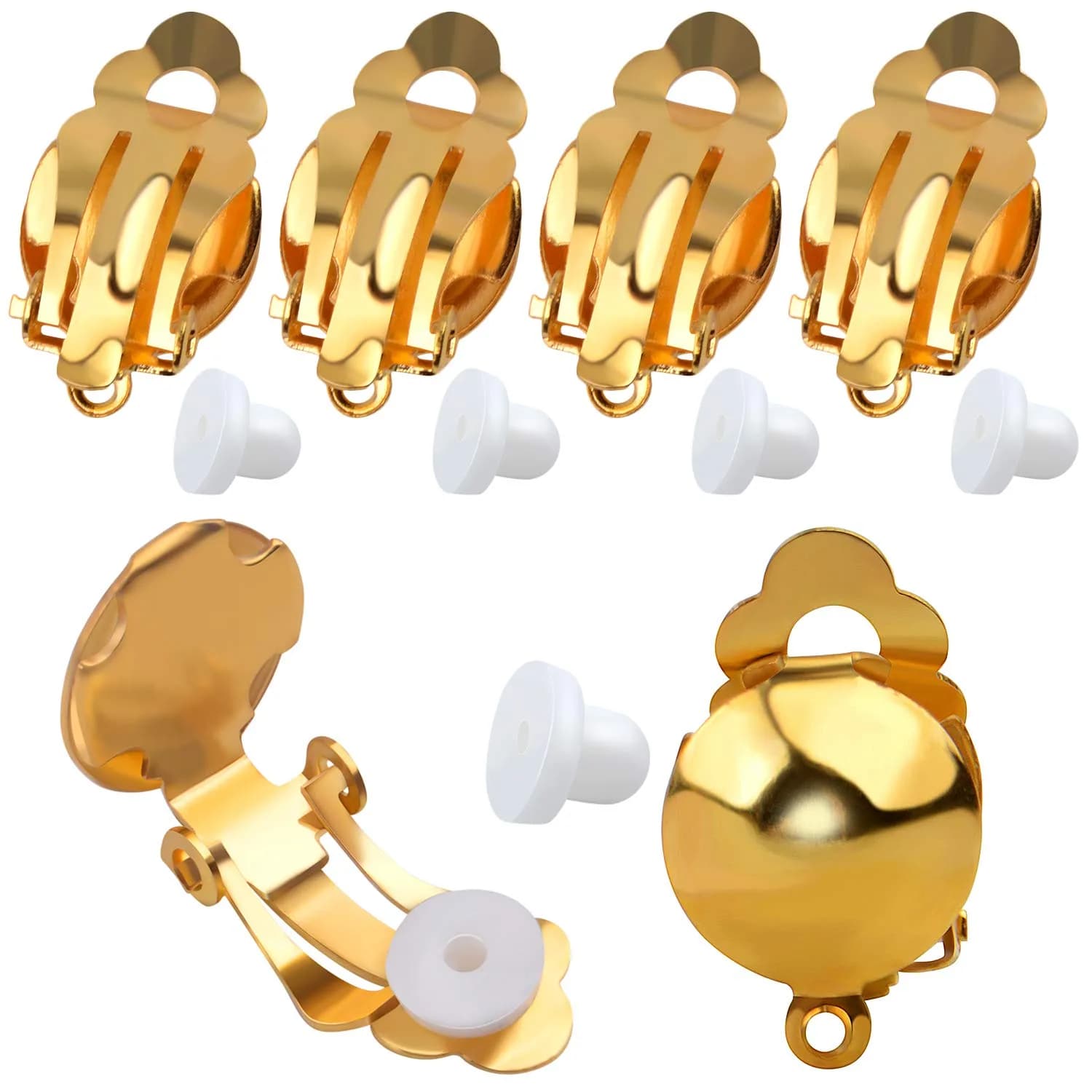 Aylifu Clip On Earring Converter Non-Pierced Earrings Components with Loop and Cushions | Durable Brass, Gold & Silver — Gold