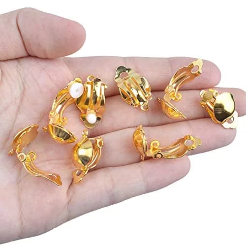 Aylifu Clip On Earring Converters for Non-Pierced Ears, Gold Finish, 10mm x 19mm (20 Pairs) thumbnail 5