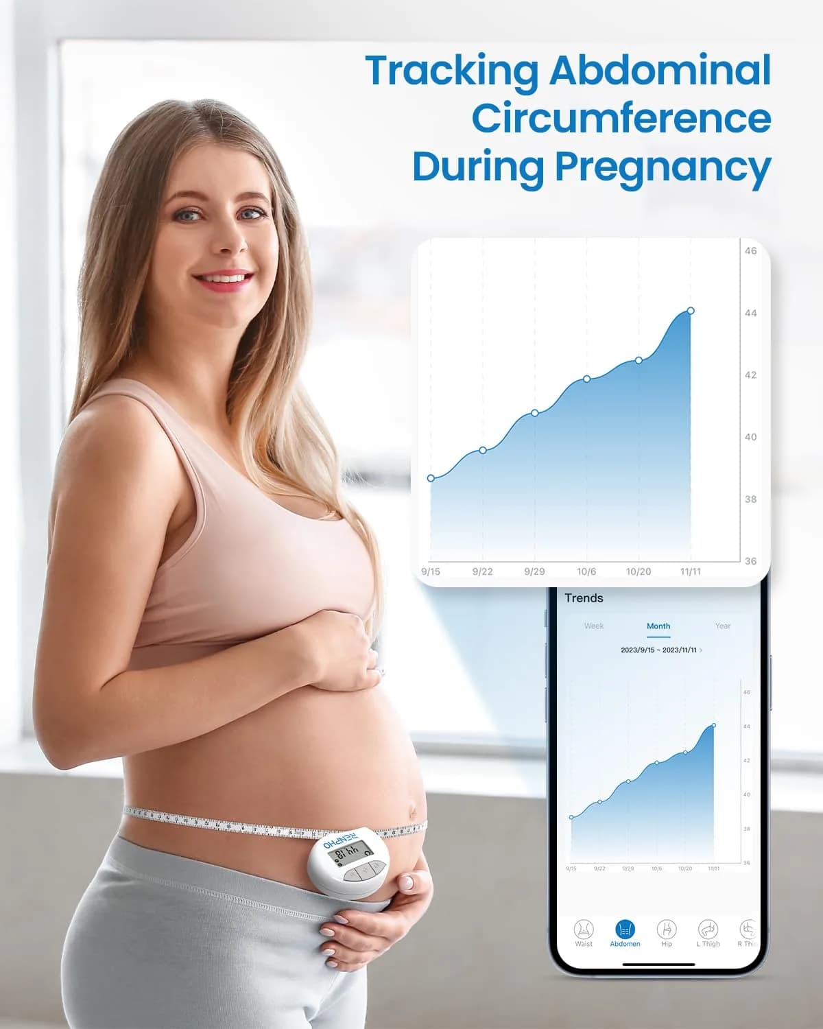 RENPHO Smart Body Measuring Tape 150cm (60in) | FDA Approved, Retractable, Bluetooth App - view 6