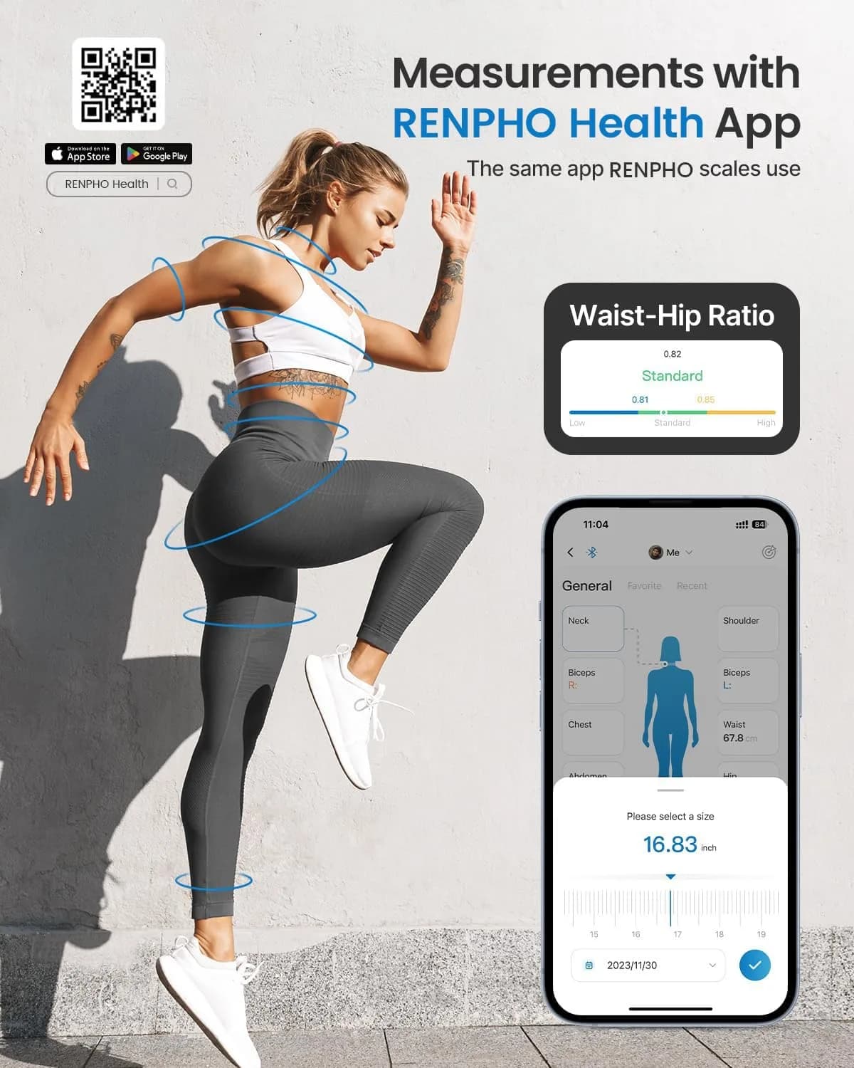 RENPHO Smart Body Measuring Tape 150cm (60in) | FDA Approved, Retractable, Bluetooth App - view 3