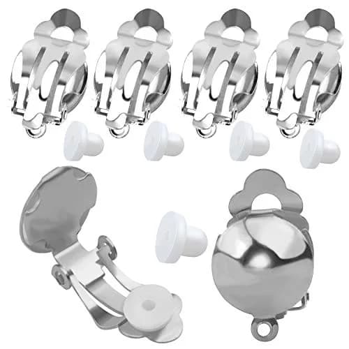 Aylifu Clip On Earring Converters for Non-Pierced Ears, Silver Brass, 20 Pieces (10mm x 19mm) thumbnail 1