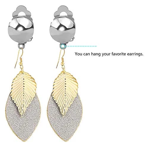 Aylifu Clip On Earring Converters for Non-Pierced Ears, Silver Brass, 20 Pieces (10mm x 19mm) thumbnail 4