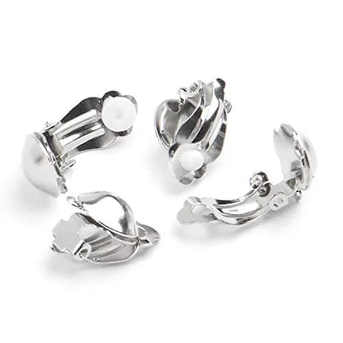 Aylifu Clip On Earring Converters for Non-Pierced Ears, Silver Brass, 20 Pieces (10mm x 19mm) thumbnail 5