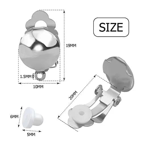 Aylifu Clip On Earring Converters for Non-Pierced Ears, Silver Brass, 20 Pieces (10mm x 19mm) thumbnail 2