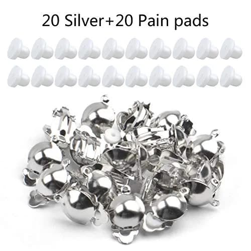 Aylifu Clip On Earring Converters for Non-Pierced Ears, Silver Brass, 20 Pieces (10mm x 19mm) thumbnail 3