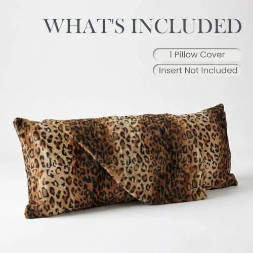 CARRIE HOME Leopard Cheetah Long Decorative Lumbar Body Pillow Cover 20x54 | Soft Velour, Animal Print, All Seasons thumbnail 6