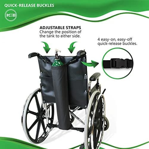 NYOrtho Bariatric Oxygen Tank Holder for Wheelchair - 22-26 Inch Seat Width | Secure D & E Cylinder Carrier Bag thumbnail 3