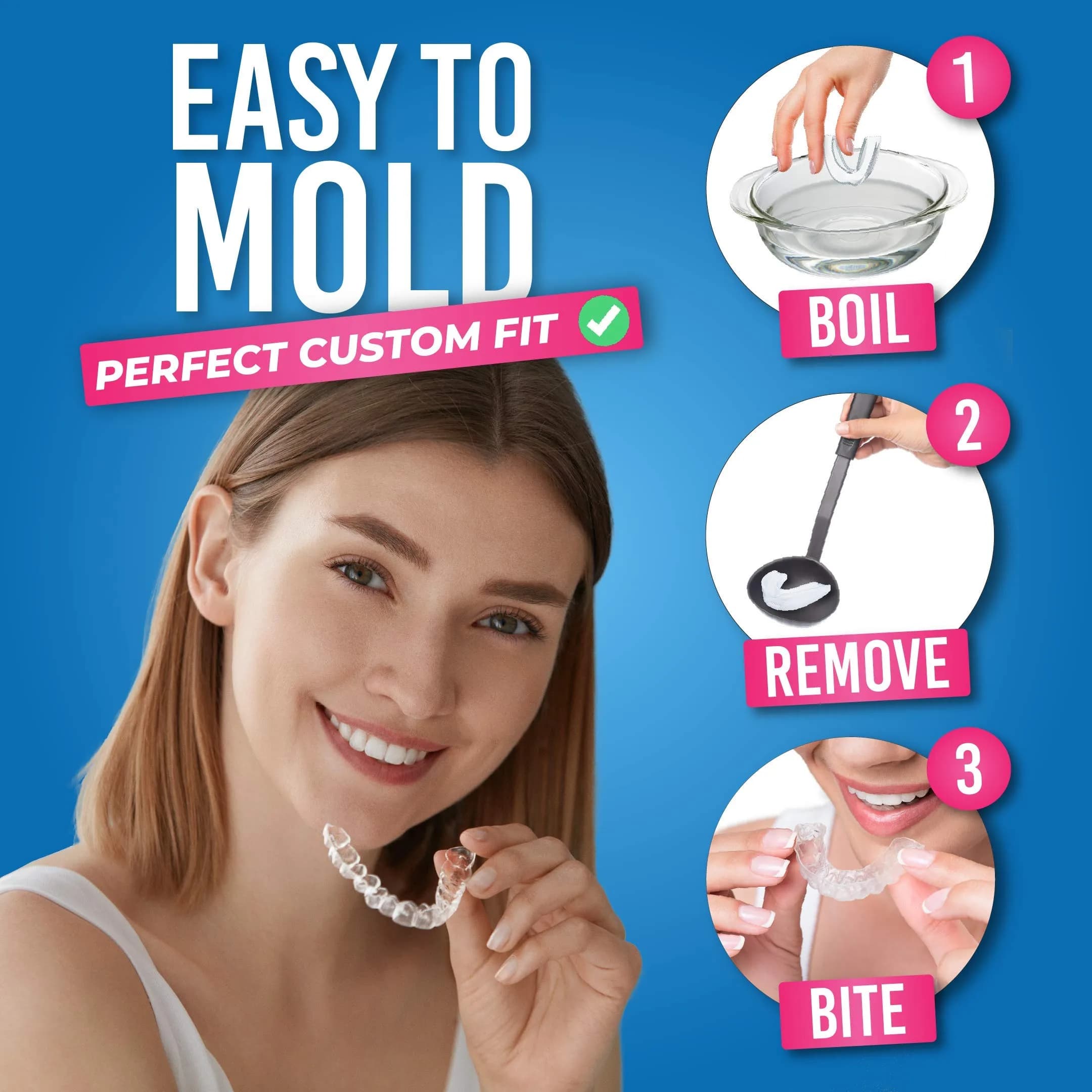 HONEYBULL Custom-Fit Thick Night Guards 6 Pack (Clear) | Boil-and-Bite Dental Protection - view 4