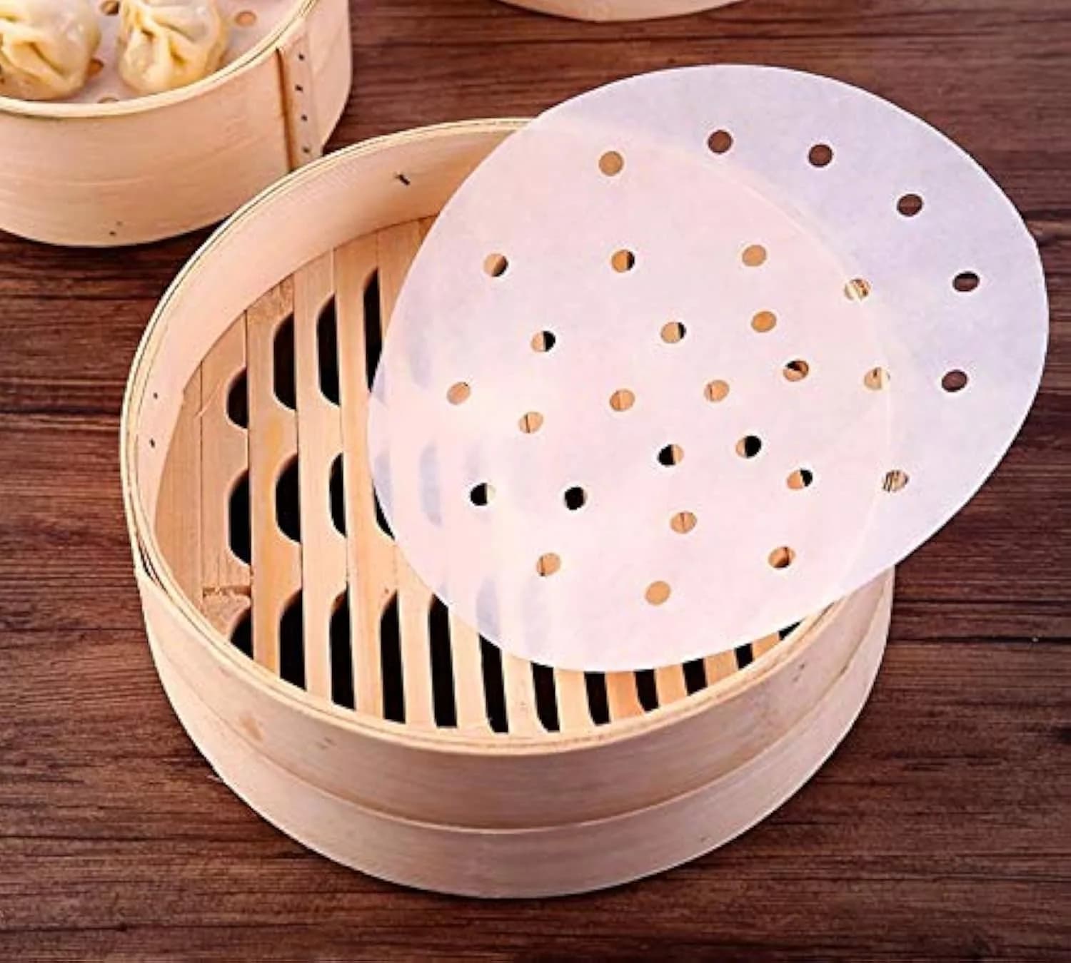HTBMALL 10-Inch Round Air Fryer Liners (100-Pack) | Perforated Parchment Steaming Papers for Air Fryers, Ovens, and Bamboo Steamers — 10-Inch(100PCS)