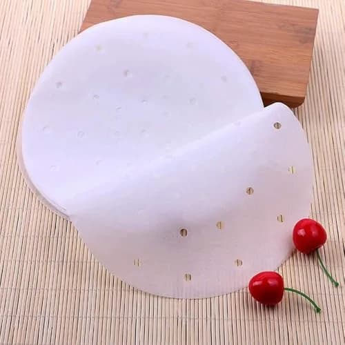 HTBMALL 10-Inch Round Air Fryer Liners (100-Pack) | Perforated Parchment Steaming Papers for Air Fryers, Ovens, and Bamboo Steamers thumbnail 6
