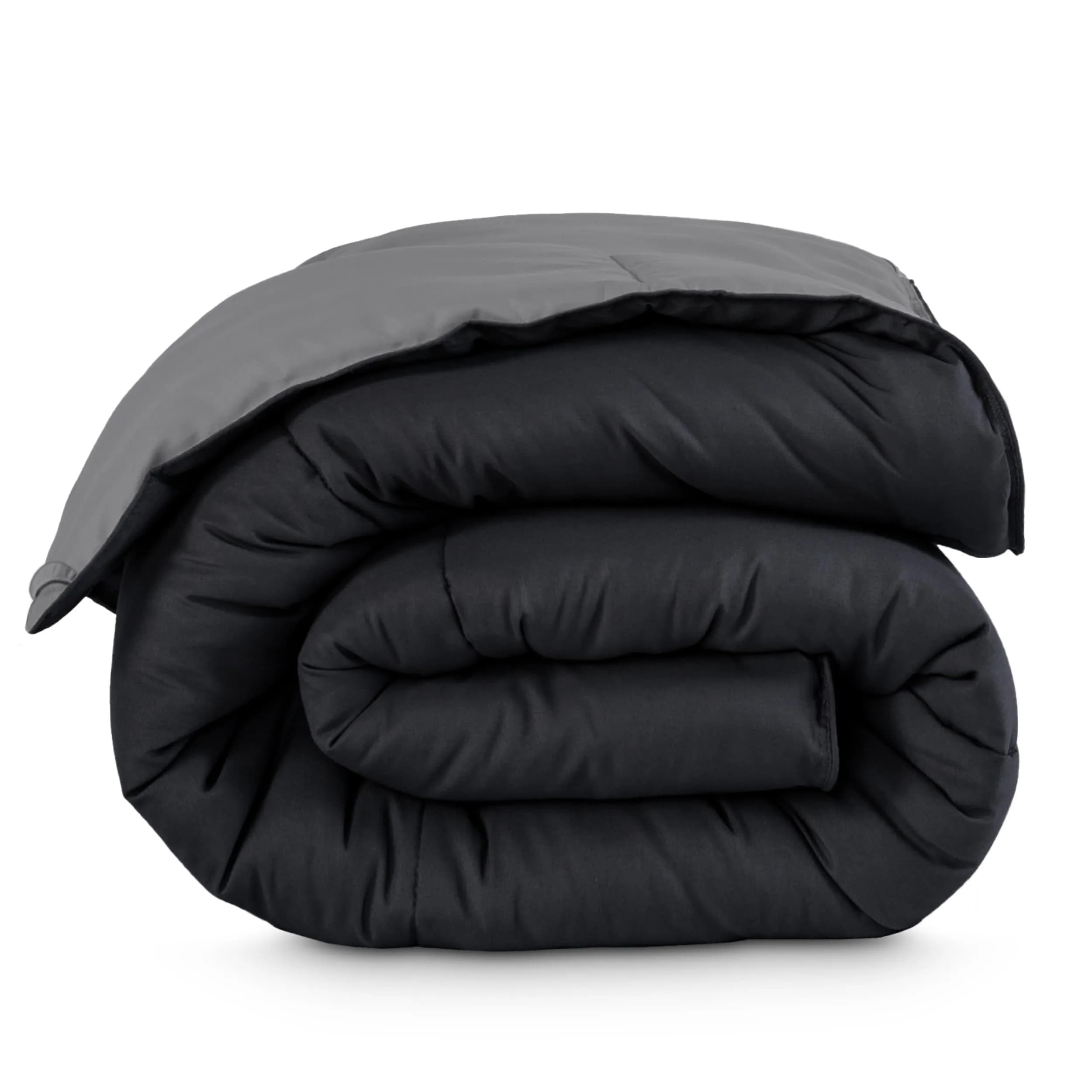 Bare Home Reversible Comforter Full | Ultra-Soft Microfiber, All-Season, Reversible Colors — 07 - Black/Grey