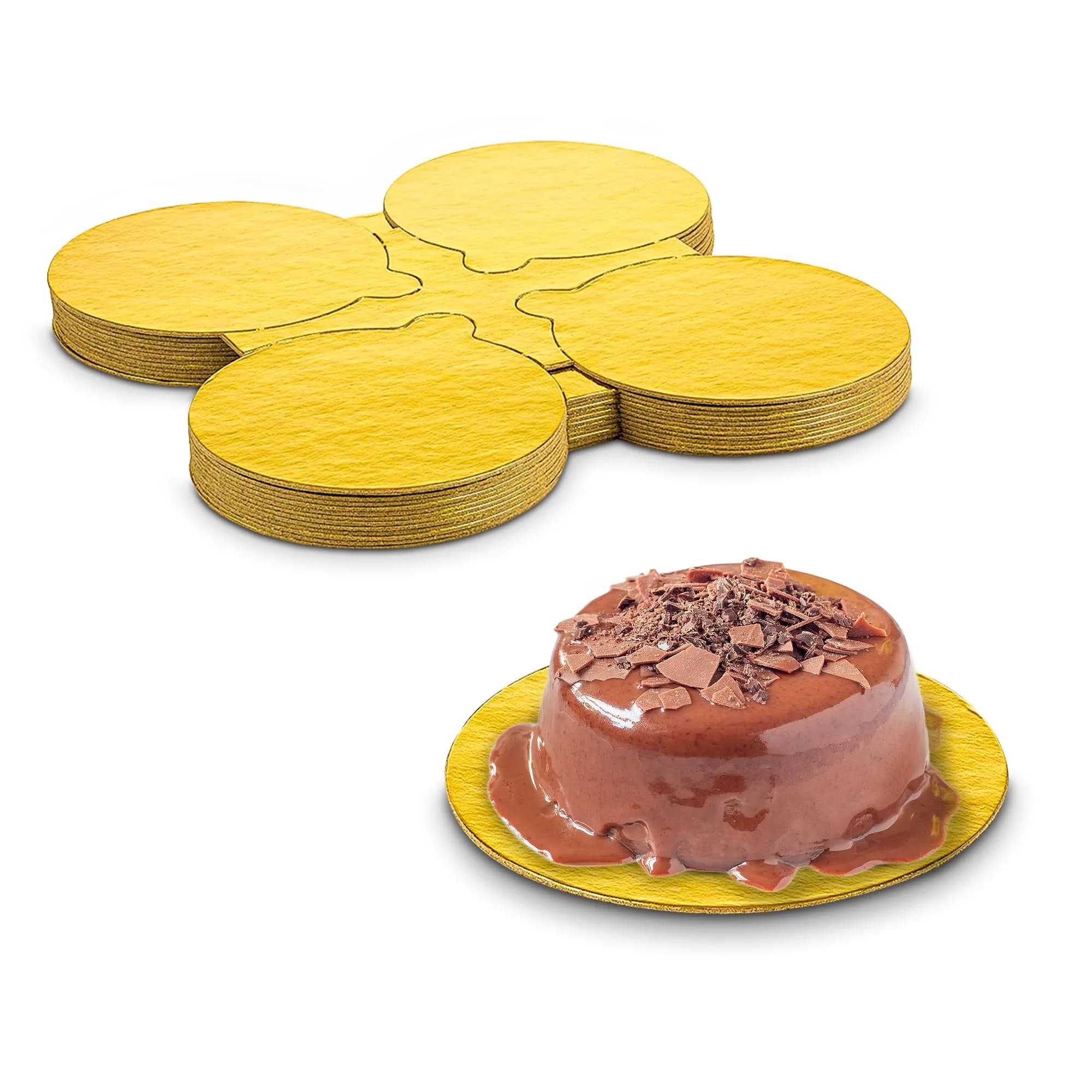 MT Products 4 inch Round Gold Cake/Pastry Dessert Board with Tab | Elegant Gold Finish for Cakes (70-120 chars)