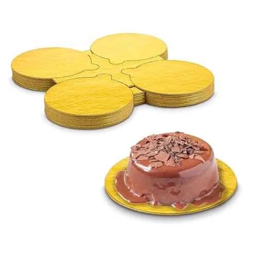 MT Products 4 inch Round Gold Cake/Pastry Dessert Board with Tab | Elegant Gold Finish for Cakes (70-120 chars) thumbnail 1