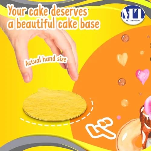 MT Products 4 inch Round Gold Cake/Pastry Dessert Board with Tab | Elegant Gold Finish for Cakes (70-120 chars) thumbnail 2