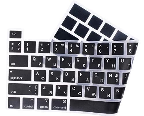 UHamn Russian Language Silicone Keyboard Cover Skin for MacBook Pro 16-inch (A2141) & 13-inch (A2338/A2289/A2251) - Black thumbnail 2