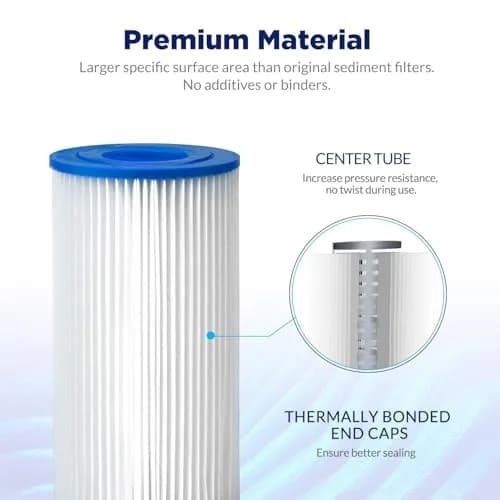 Membrane Solutions 50 Micron Pleated Polyester Sediment Water Filter 10"x2.5" | Universal Whole House Pre-Filter thumbnail 4