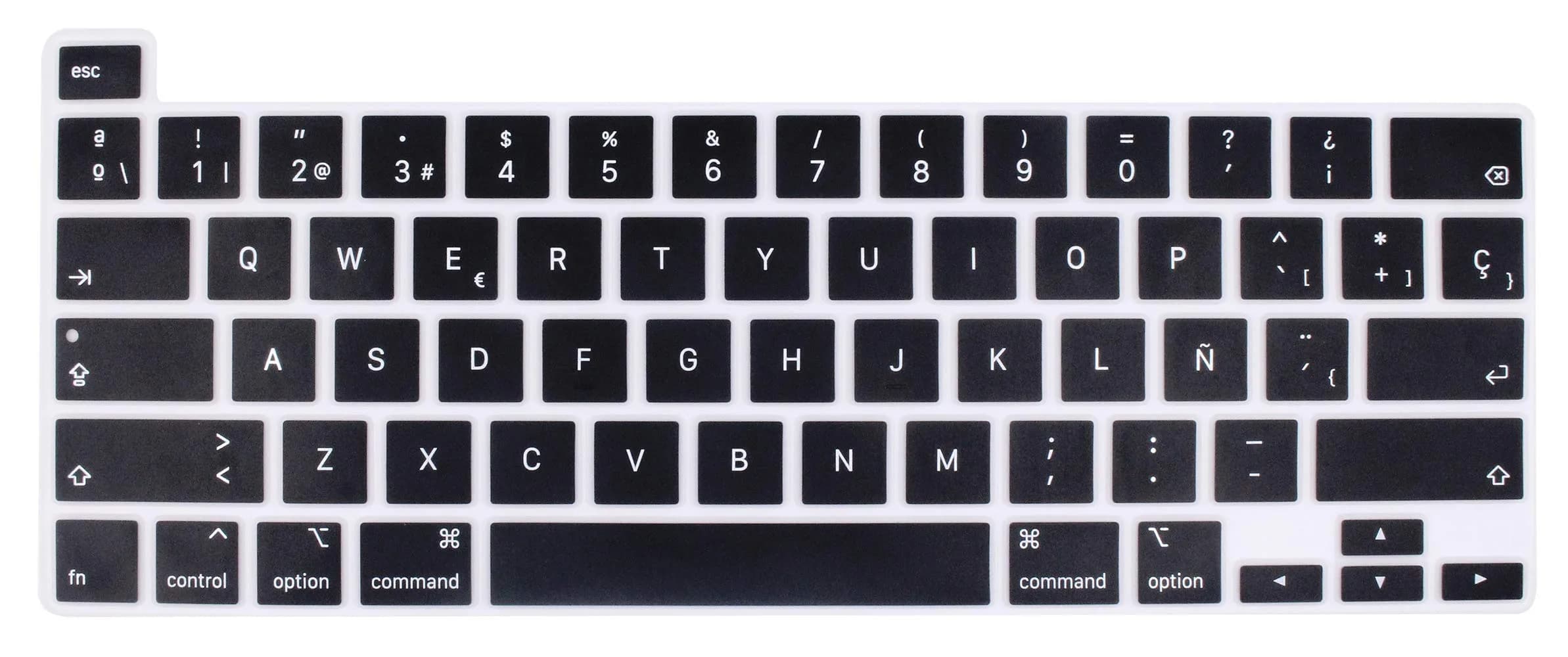 UHamn Spanish Language Silicone Keyboard Cover Skin Compatible with MacBook Pro 16 inch A2141 & 13 inch M2/M1 Models | Waterproof Dustproof — Spanish Language, Black