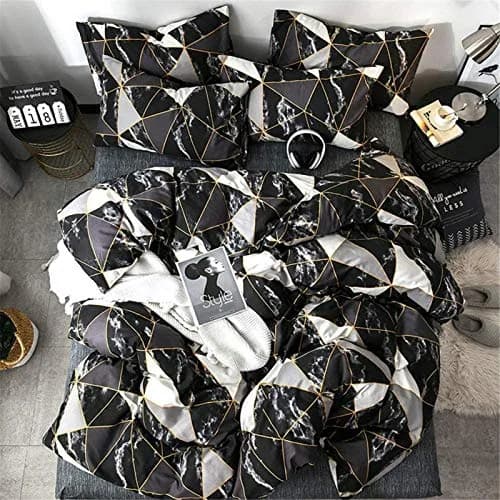 Cottonight Queen Comforter Set Geometric Black Marble Microfiber Bedding 90x90 inches | Modern Lightweight Comforter for Women Men thumbnail 6