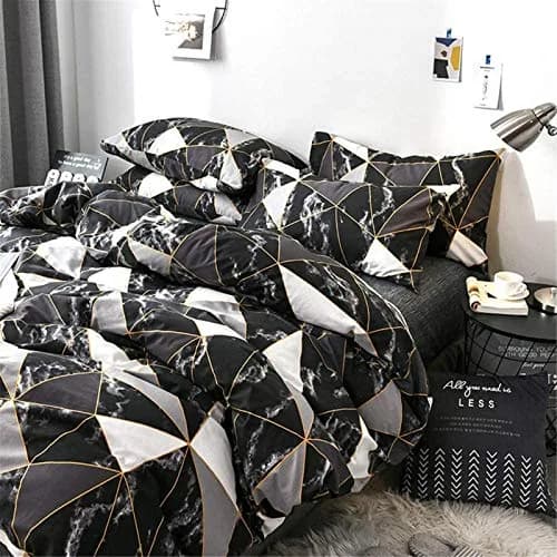 Cottonight Queen Comforter Set Geometric Black Marble Microfiber Bedding 90x90 inches | Modern Lightweight Comforter for Women Men thumbnail 2