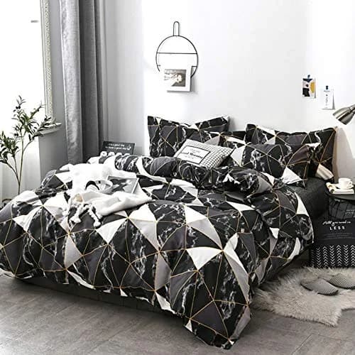 Cottonight Queen Comforter Set Geometric Black Marble Microfiber Bedding 90x90 inches | Modern Lightweight Comforter for Women Men thumbnail 3