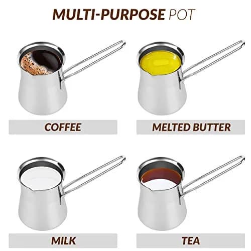 Caizen Coffee Turkish Coffee Pot 15oz | Durable Stainless Steel Briki for Gas & Electric Stoves thumbnail 6