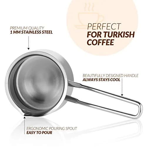 Caizen Coffee Turkish Coffee Pot 15oz | Durable Stainless Steel Briki for Gas & Electric Stoves thumbnail 2