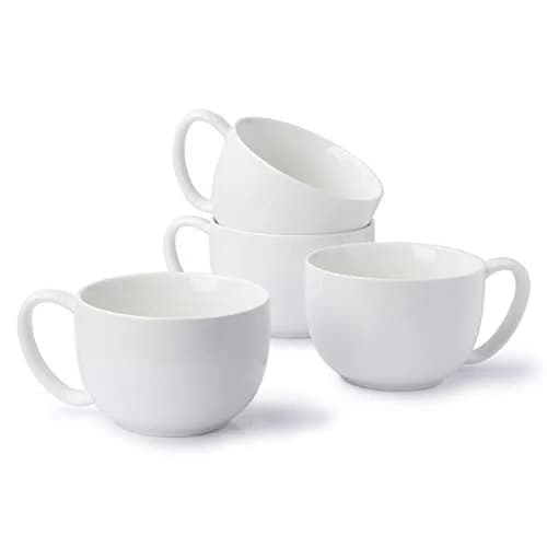 Sweese Porcelain 22oz Large Coffee Mug Set of 4 | Big Handle, Microwave Safe, White thumbnail 1