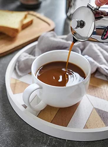 Sweese Porcelain 22oz Large Coffee Mug Set of 4 | Big Handle, Microwave Safe, White thumbnail 5