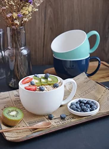 Sweese Porcelain 22oz Large Coffee Mug Set of 4 | Big Handle, Microwave Safe, White thumbnail 6