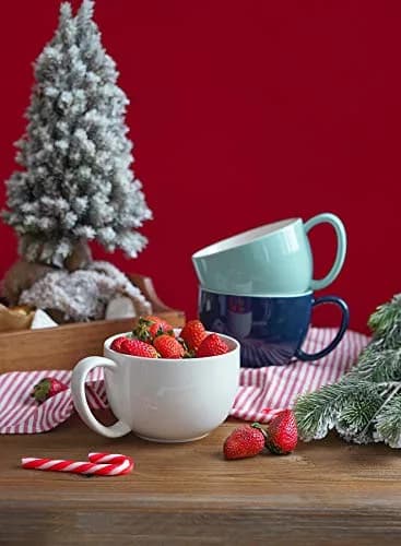 Sweese Porcelain 22oz Large Coffee Mug Set of 4 | Big Handle, Microwave Safe, White thumbnail 7