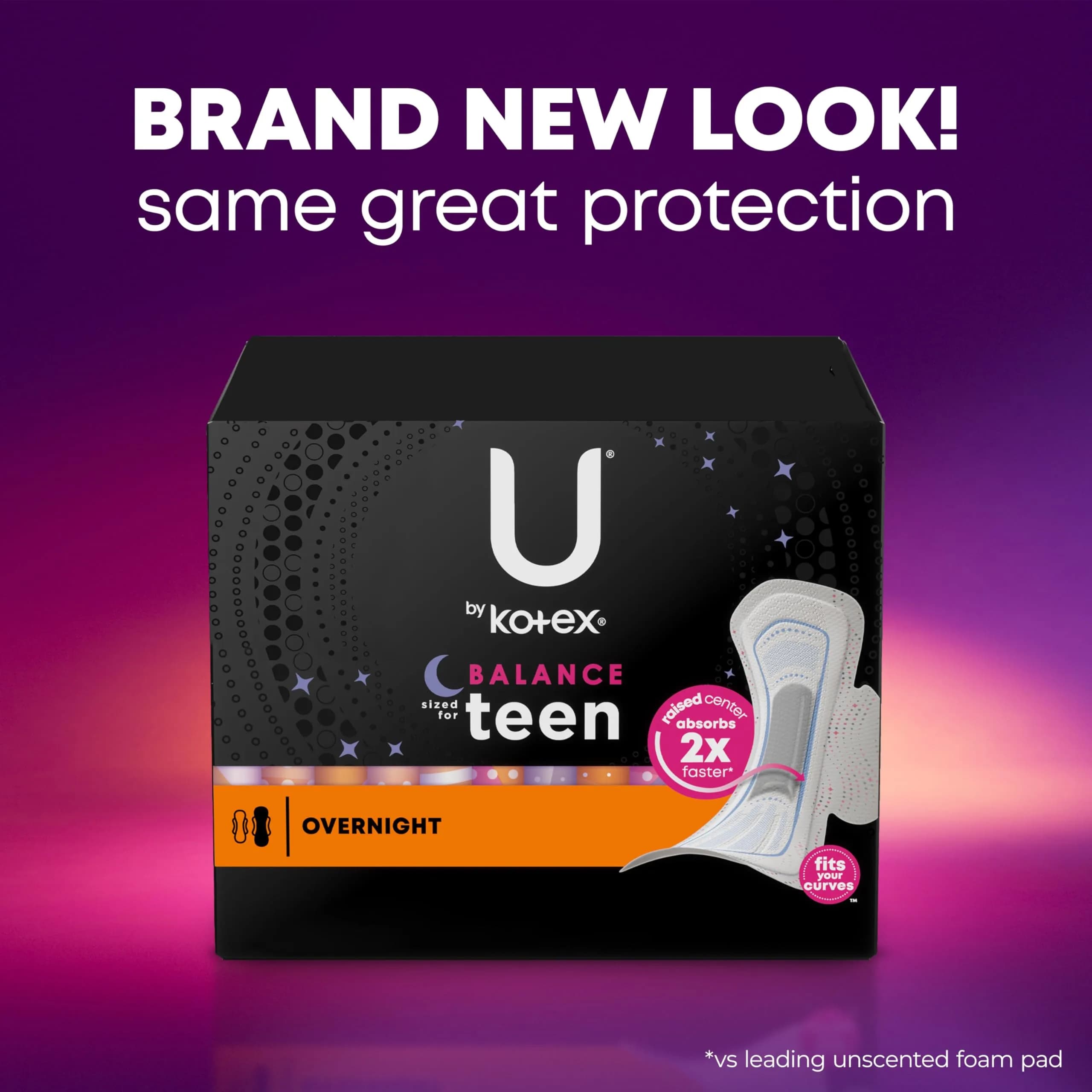 U by Kotex Balance Sized for Teens Ultra Thin Overnight Pads with Wings, 48 Count (4 Packs of 12) (Packaging May Vary) thumbnail 3