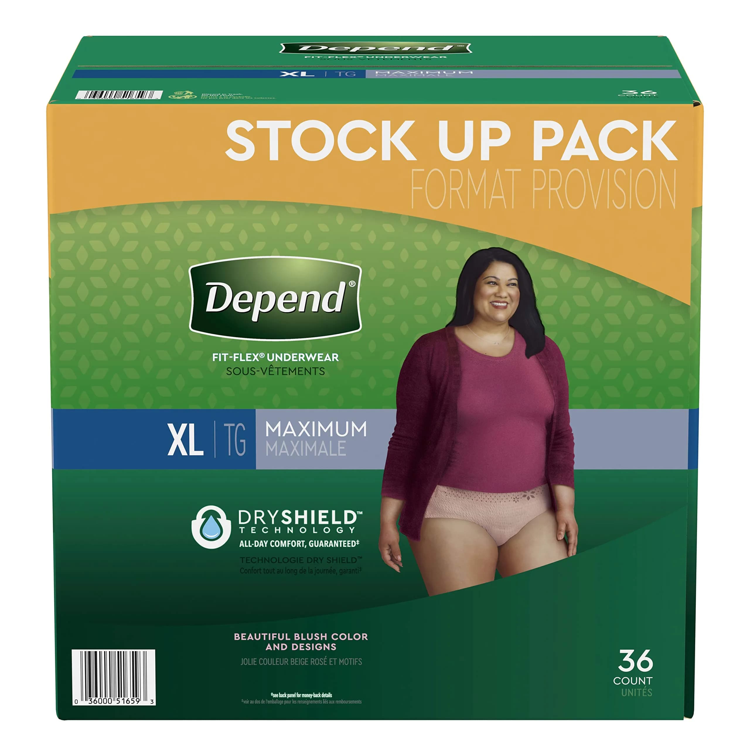 Depend FIT-Flex Incontinence Underwear for Women, Maximum Absorbency, Extra-Large, Blush (36 Count) - view 2