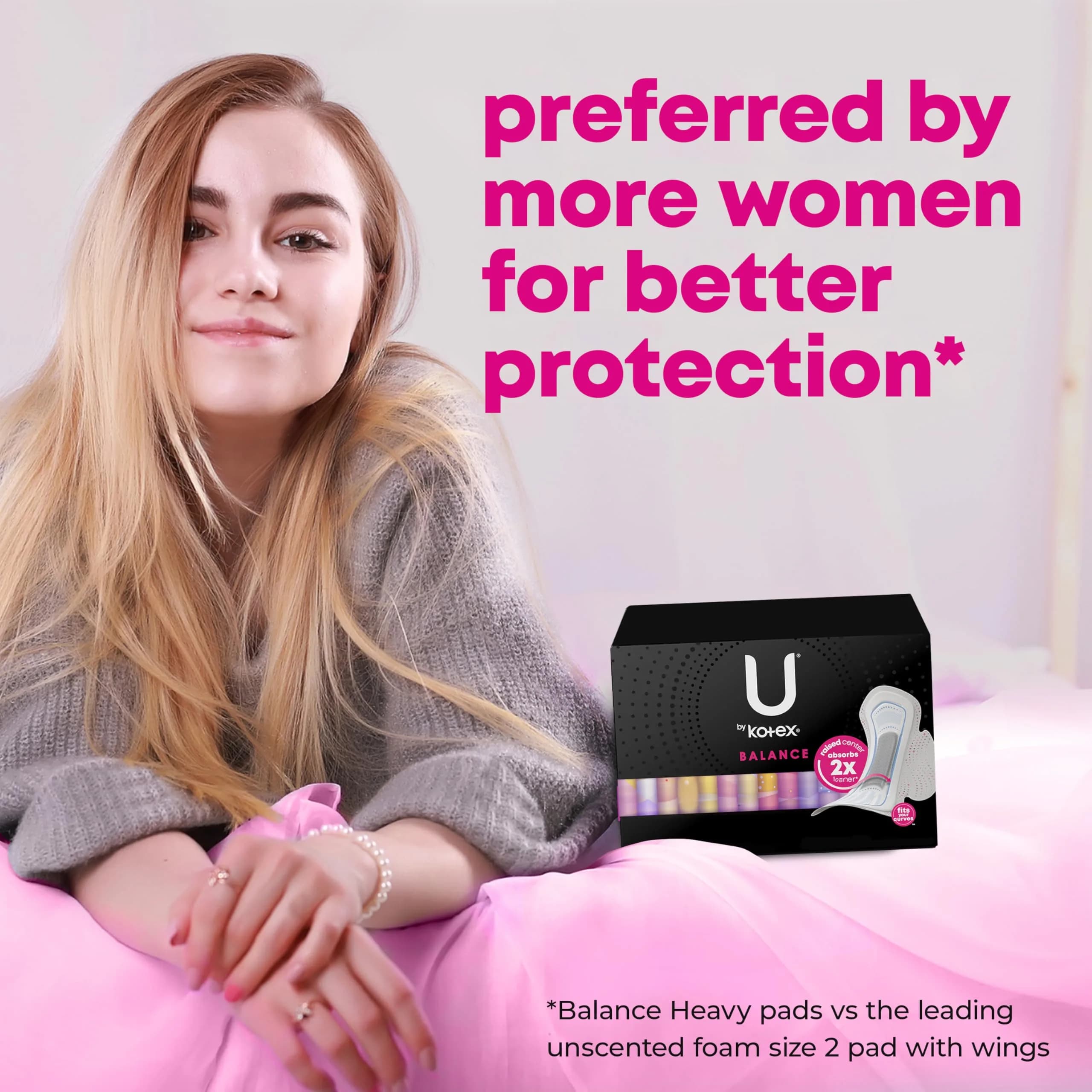 U by Kotex Balance Teen Ultra Thin Pads with Wings, Heavy Absorbency, 28 Count | Dermatologist Tested for Sensitive Skin - view 7