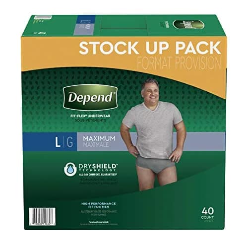 Depend FIT-FLEX Incontinence Underwear for Men, Maximum Absorbency, Large 40 Count | Discreet Fit, 35-43" Waist thumbnail 2