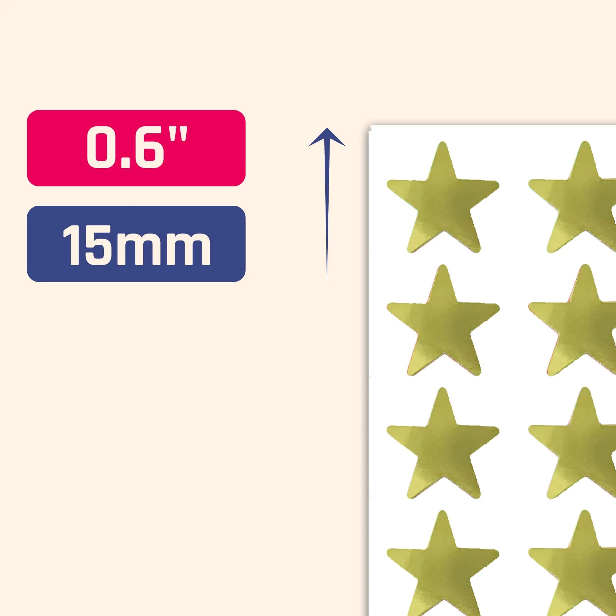 TownStix Gold Foil Star Metallic Stickers 1000 Pack | Classic Star Pattern thumbnail 2