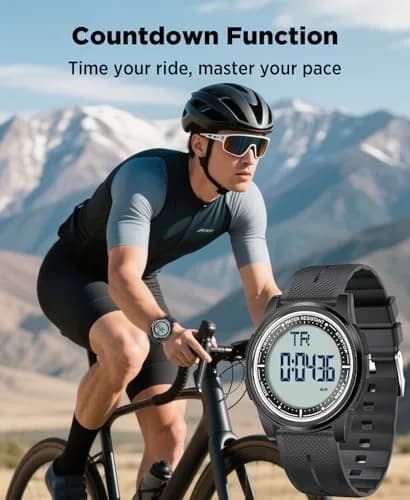 Beeasy Digital Watch for Men Women 44mm Black Silicone | Ultra-Thin Lightweight Sports Watch with Alarm Stopwatch Countdown thumbnail 9