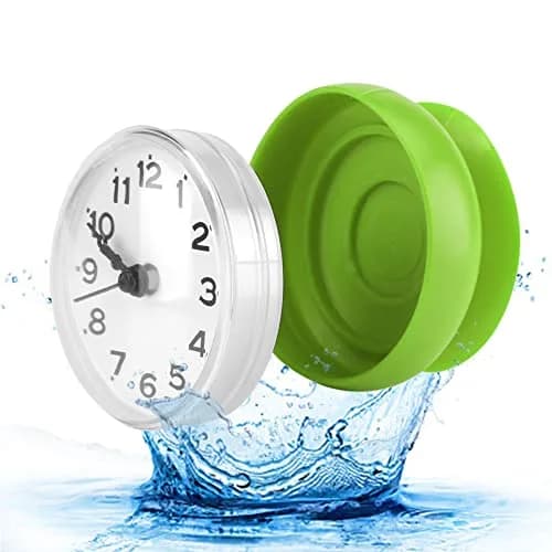 Pomya Bathroom Clock, Suction Cup Wall Clock for Kitchen & Bathroom | Waterproof, 7x4cm, Green thumbnail 1